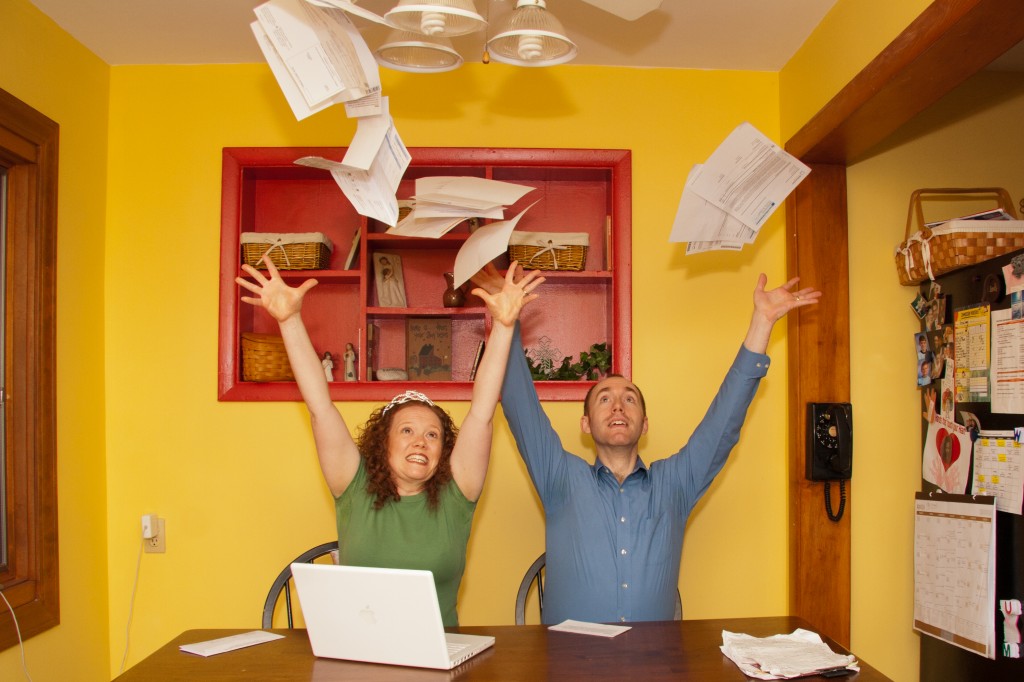 Brian and Cherie Lowe, the King and Queen of Free on the day they paid off their final debt - totaling $127,482.30. 