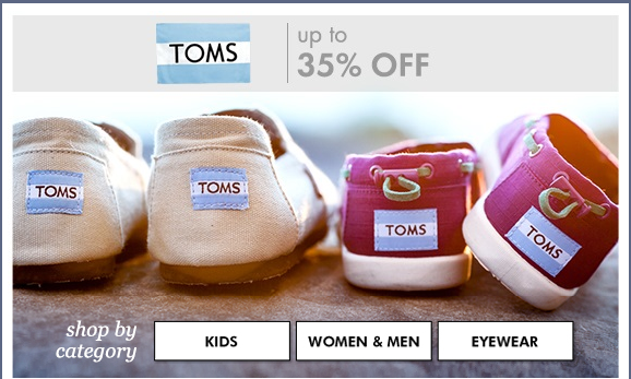 HURRY: Get 35% off of TOMS for Men, Women, & Kids on zulily!