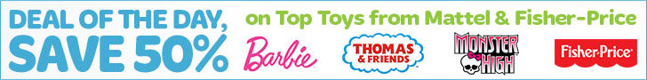 Get 50 Percent Off top toys from Mattel and Fisher-Price, including Monster High, Barbie, Thomas & Friends + more