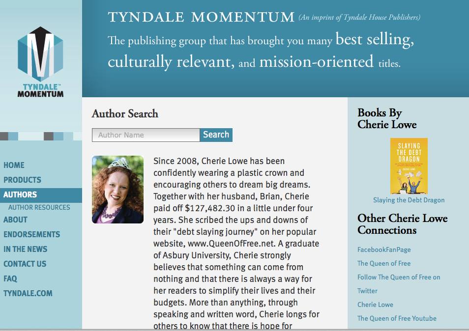 Tyndale Momentum's Cherie Lowe, the Author of Slaying the Debt Dragon