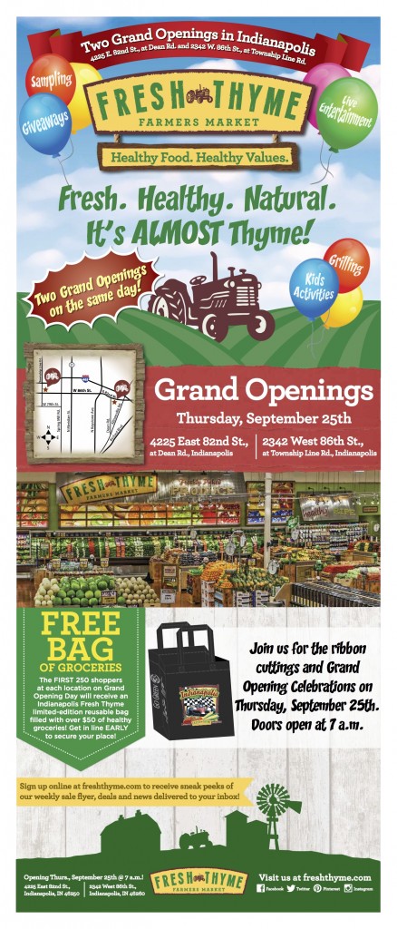 Indianapolis opening two new Fresh Thyme locations! Check out all of the great freebies and deals will be available.