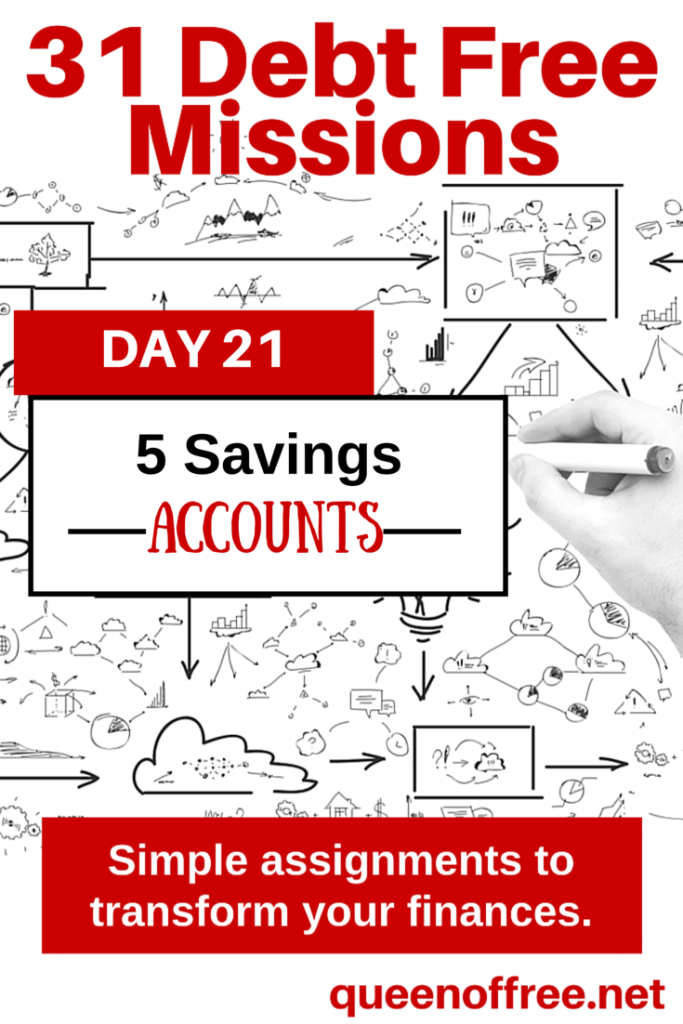 While paying off debt, you need to save in a few specific areas to not veer off course. Read this debt free mission to establish 5 essential accounts.