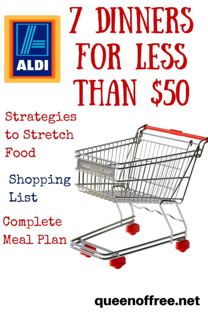Check out this ALDI Meal Plan which allows you to make 7 dinners for a family of 4 for under $50!