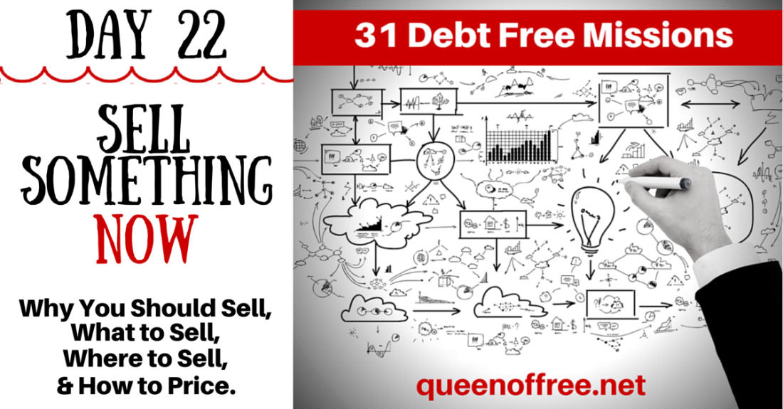A simple 1 hour debt free mission to increase your income by selling items. Great ideas for what to sell, where to sell it, & how to price it to move!