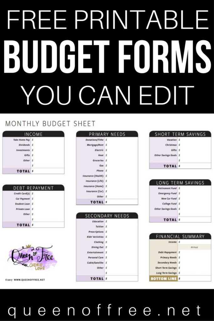 Whip your finances into shape today! Check out these awesome FREE Printable Budget Forms You Can Edit to begin your journey.
