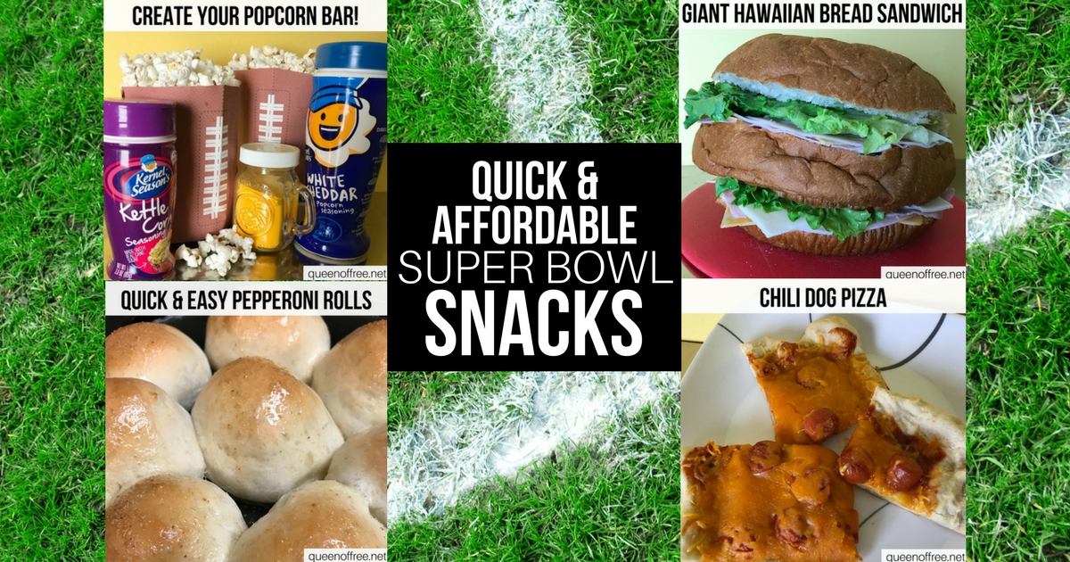 WOW! 4 Quick, Easy, and Affordable Super Bowl Snacks for your party this year. Check out this post for recipes and ideas.