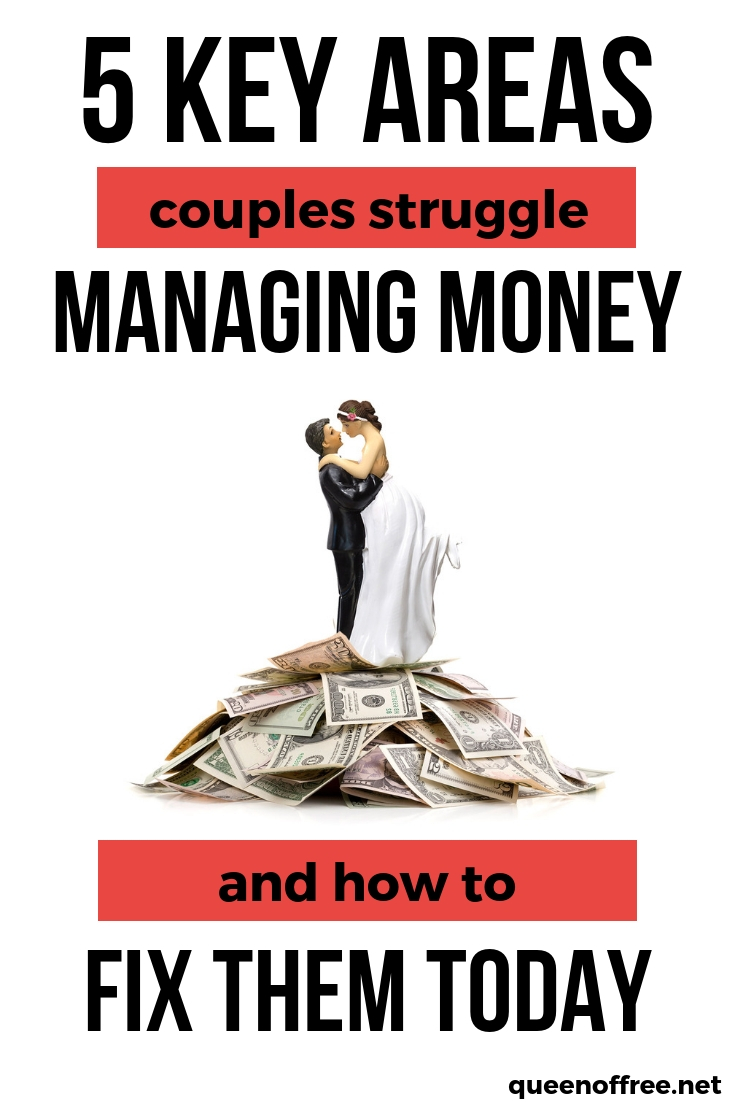 Face it: Couples Struggle with Money. Discover 5 key areas where you can grow in the ways you manage money TOGETHER in your marriage.