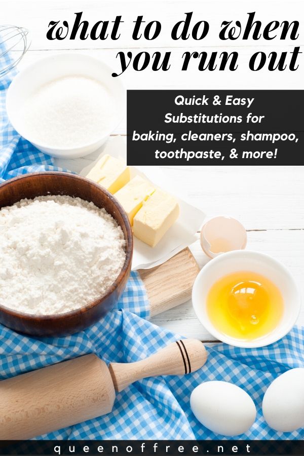 Don't miss this great round up of household and baking substitutions - disinfectant wipes, toothpaste, buttermilk, dry shampoo, & more!