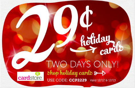 Card Store $0.29ea Holiday Cards {MAILED} PLUS 7.5% Cash Back