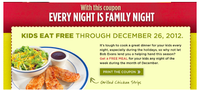 Bob Evans: Kids Eat Free in December