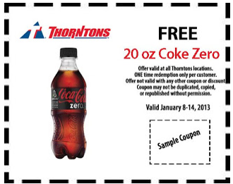 Thorntons: FREE 20 oz. Coke Zero