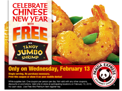 FREE Tangy Shrimp at Panda Express 2/13