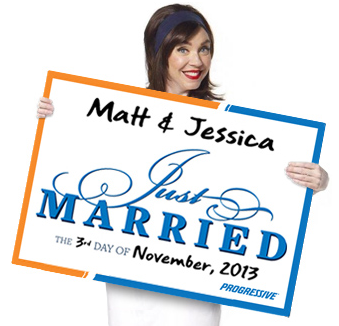 Free “Just Married” Sign from Progressive