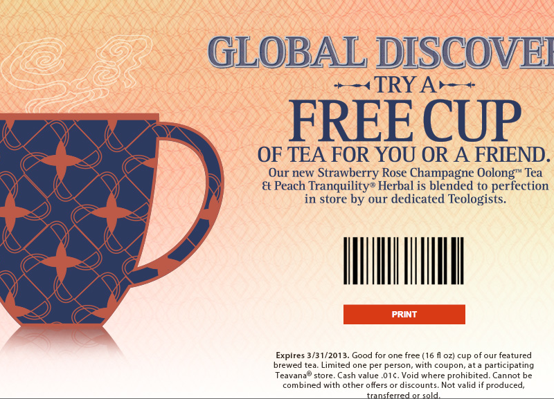 FREE Cup of Tea at Teavana!