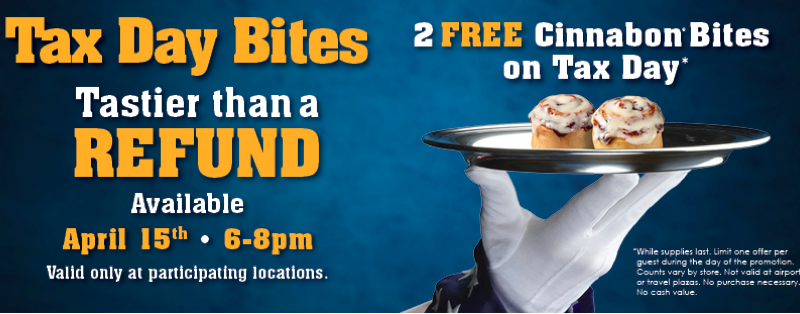 Tax Day Freebie: 2 FREE Cinnabon Bites