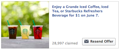 Grande Iced Coffee, Iced Tea, or Starbucks Refreshers Beverage for $1 on June 7.