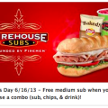 Get a FREE Sub from Firehouse Subs with the Purchase of a Combo on Father's Day