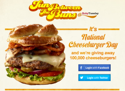 Snag 1 of 100,000 #FREE Cheeseburgers from Ruby Tuesday