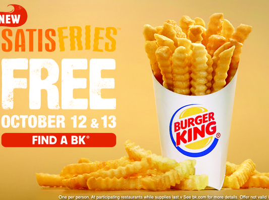 Free Fries at Burger King Oct. 12-13