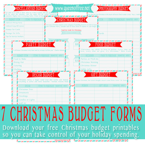 Seven FREE Christmas Budget Printable Forms