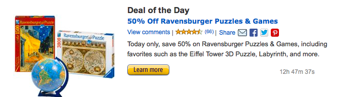 Amazon: 50% Off Ravensburger Puzzle & Games