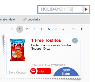 Clip a mPerks coupon Good for a FREE bag of Tostitos