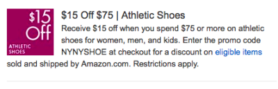 Save $15/$75 of select Athletic Shoes on Amazon!