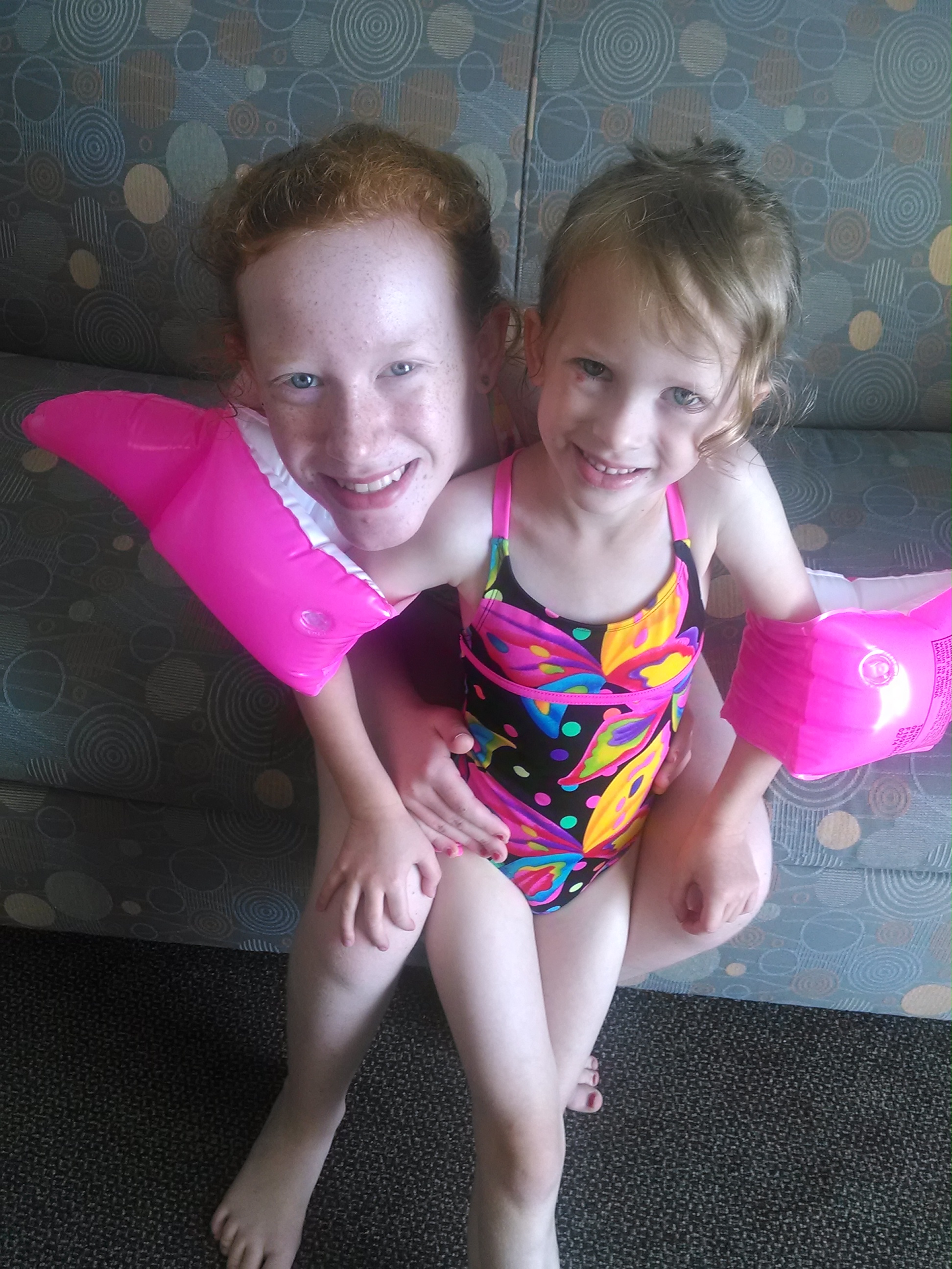 Girls in water wings