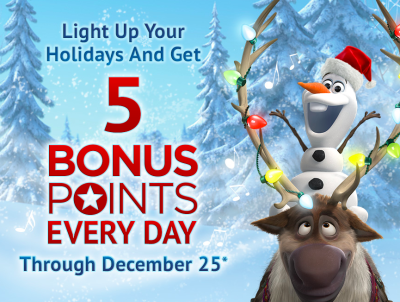 Get 5 Bonus Points Every Day in December from Disney Movie Rewards