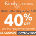 Today ONLY get 40 Percent off 1 regularly priced item at Family Christian Stores.