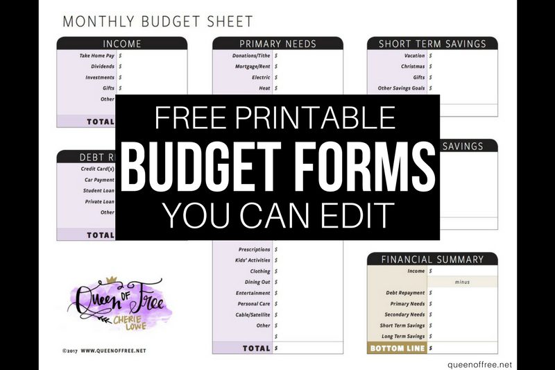 All New: FREE Printable Budget Forms You Can Edit