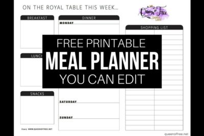 Check out this cute FREE printable meal planner! You can even edit the form customizing your own weekly menu before printing.