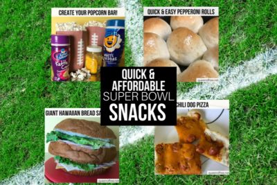 WOW! 4 Quick, Easy, and Affordable Super Bowl Snacks for your party this year. Check out this post for recipes and ideas.